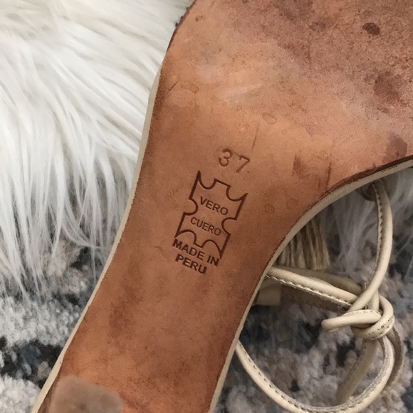 Ulla Johnson Tweed Leather Tassel Heel Sandals 37 - Picture 11 of 11